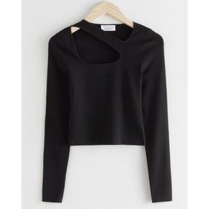 & Other Stories Long Sleeve Cut Out Black Top Size Small